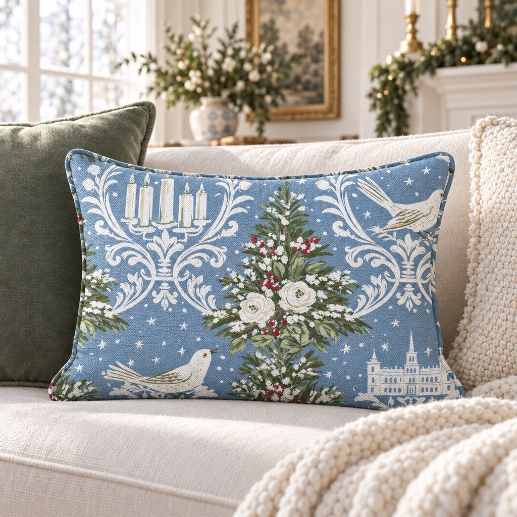 Winter Damask Throw Pillow throw pillow - Hillcroft Home