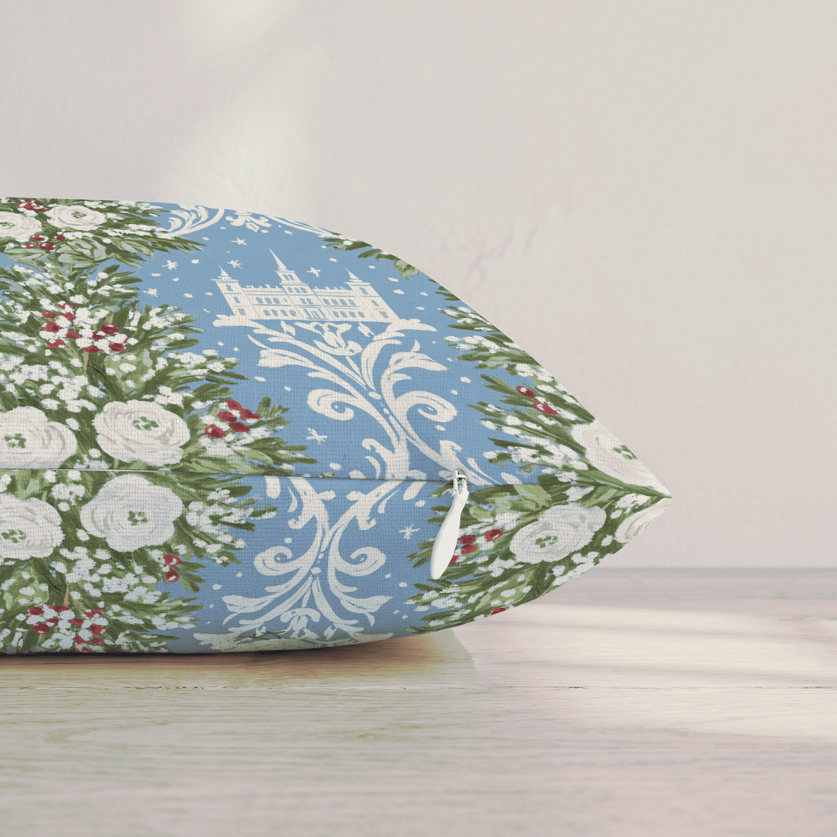 Winter Damask Throw Pillow throw pillow - Hillcroft Home