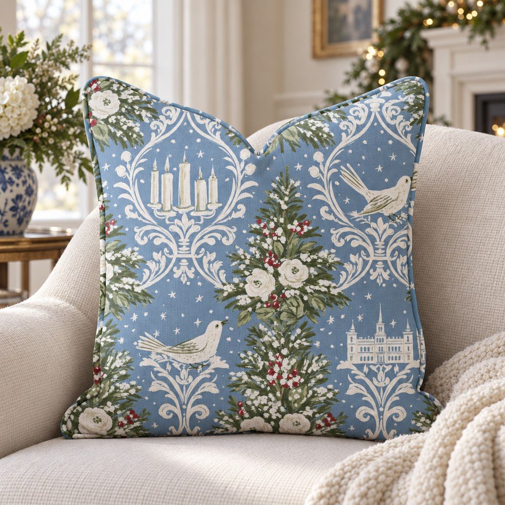 Winter Damask Throw Pillow throw pillow - Hillcroft Home
