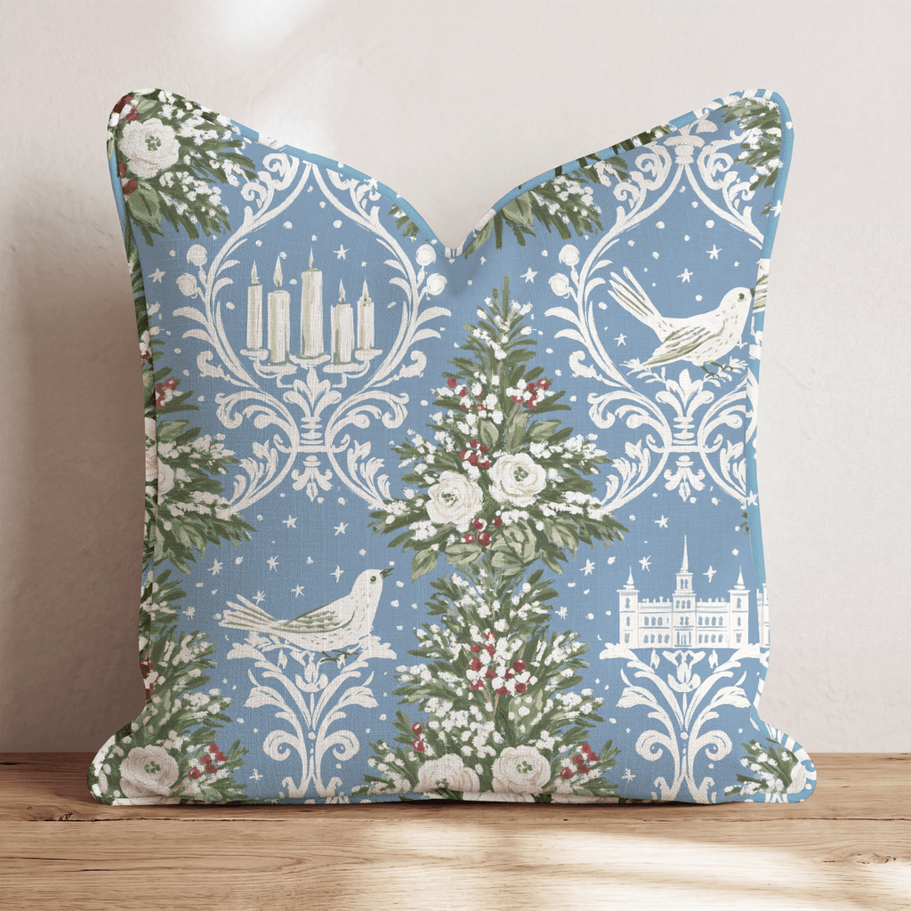 Winter Damask Throw Pillow throw pillow - Hillcroft Home