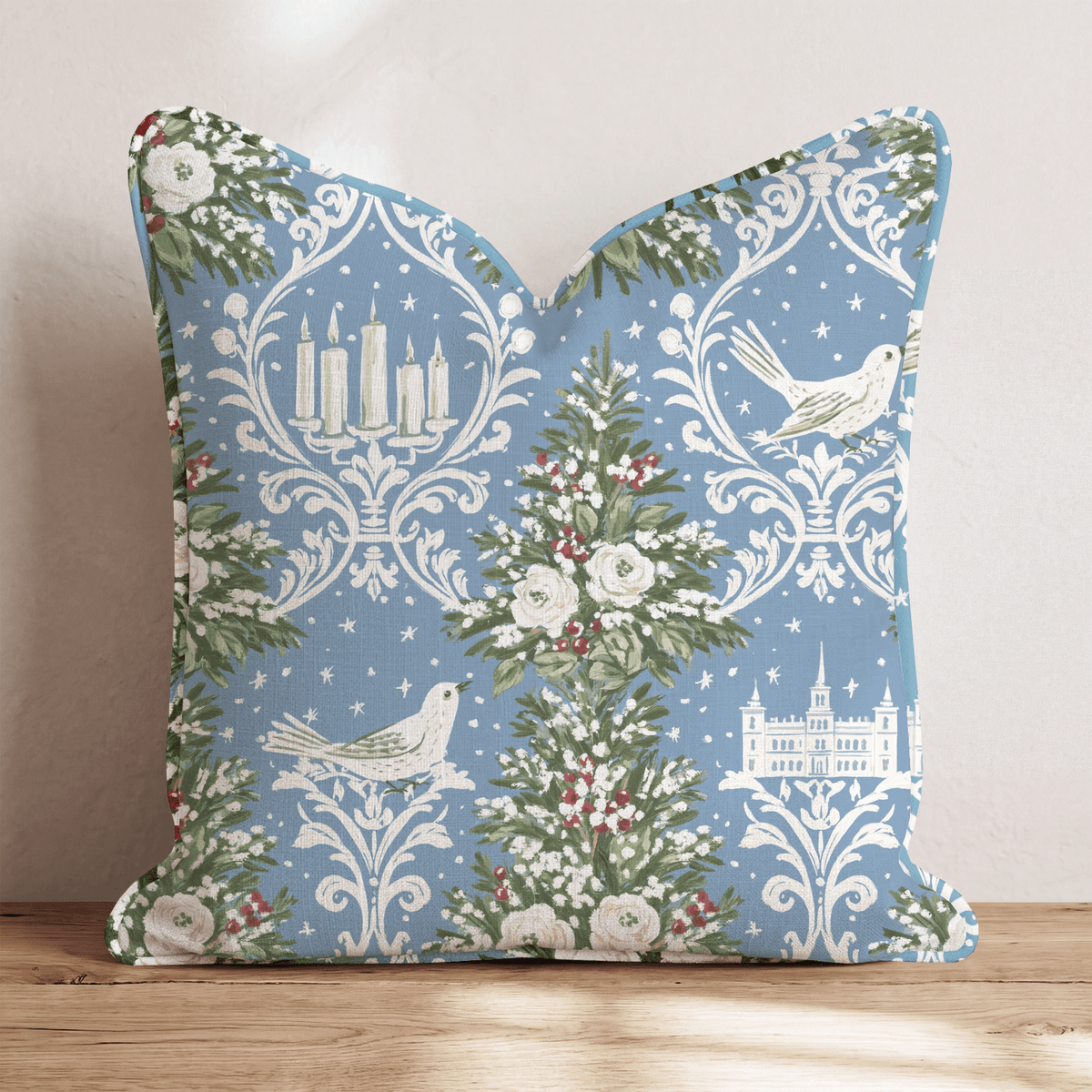 Winter Damask Throw Pillow throw pillow - Hillcroft Home
