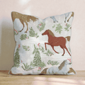 Winter Forest Horses Throw Pillow - Hillcroft Home