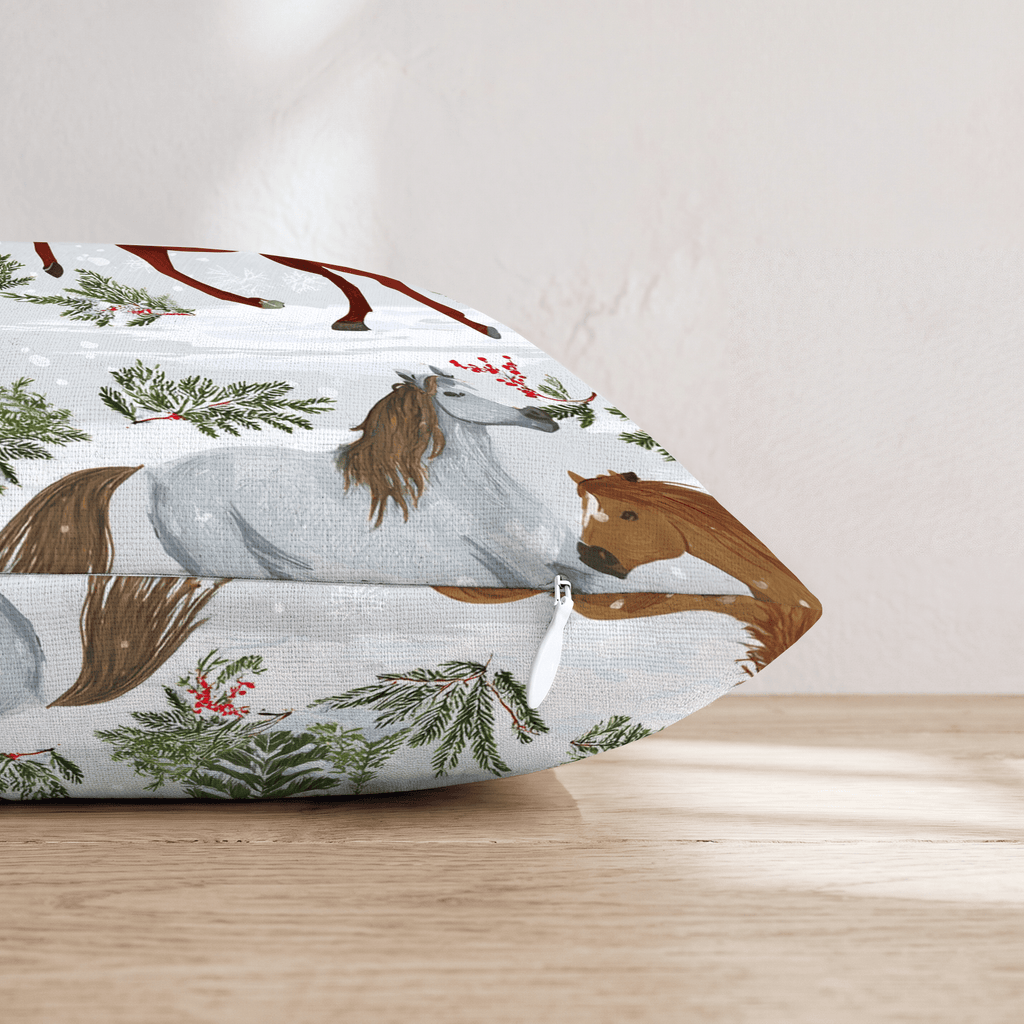 Winter Forest Horses Throw Pillow - Hillcroft Home