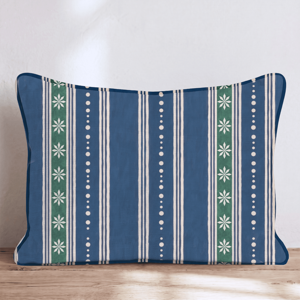 Winter Gala Holly in Navy Throw Pillow throw pillow - Hillcroft Home