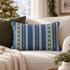Winter Gala Holly in Navy Throw Pillow throw pillow - Hillcroft Home