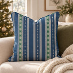 Winter Gala Holly in Navy Throw Pillow throw pillow - Hillcroft Home