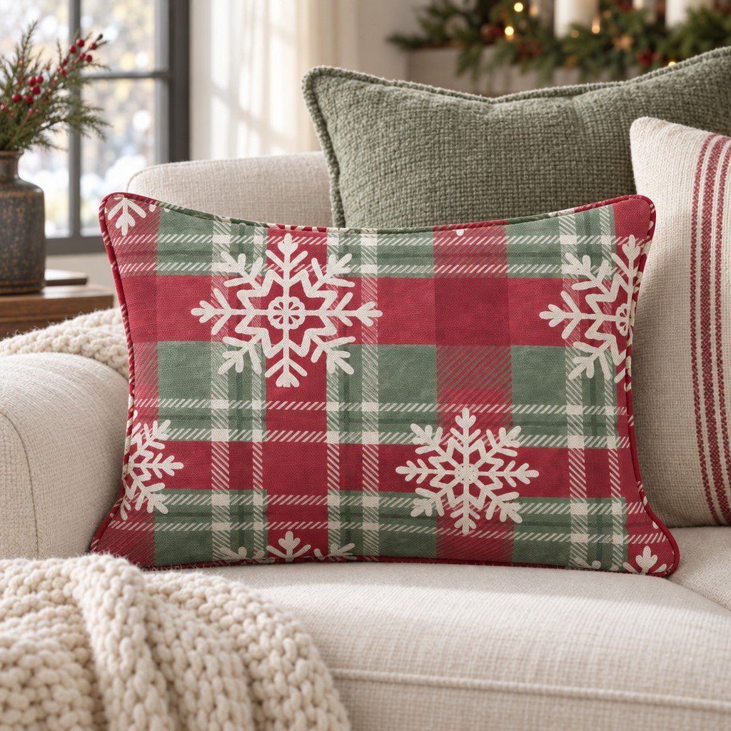 Winter Hearth Plaid Throw Pillow throw pillow - Hillcroft Home