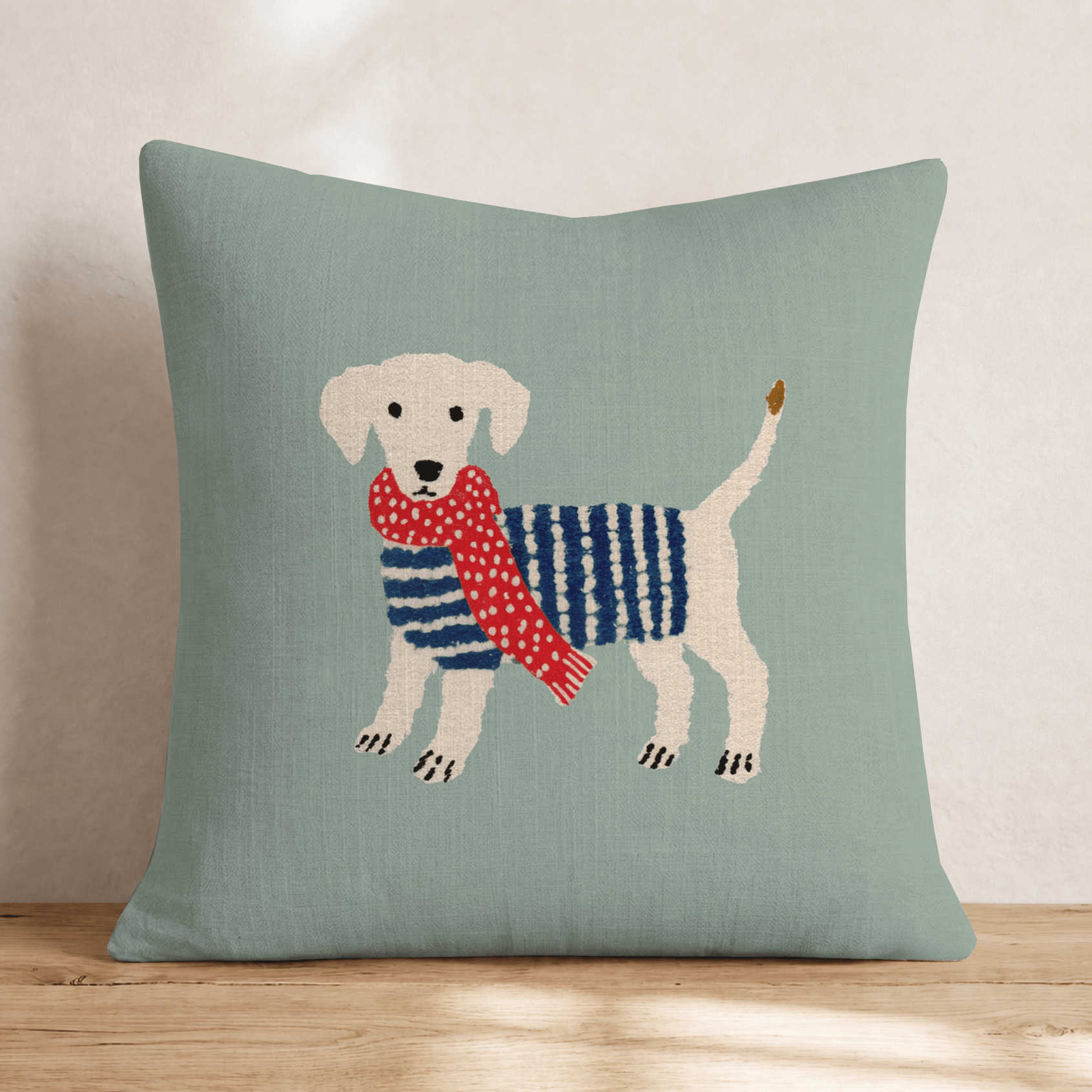Winter in Maine Puppy Throw Pillow - Hillcroft Home
