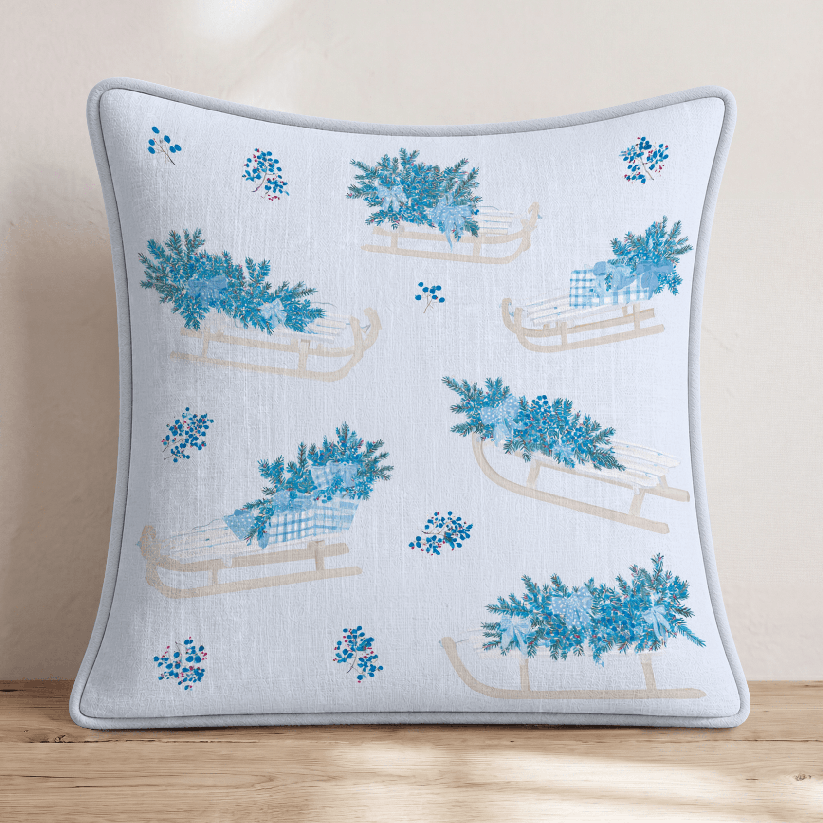Winter Sleds Throw Pillow - Hillcroft Home