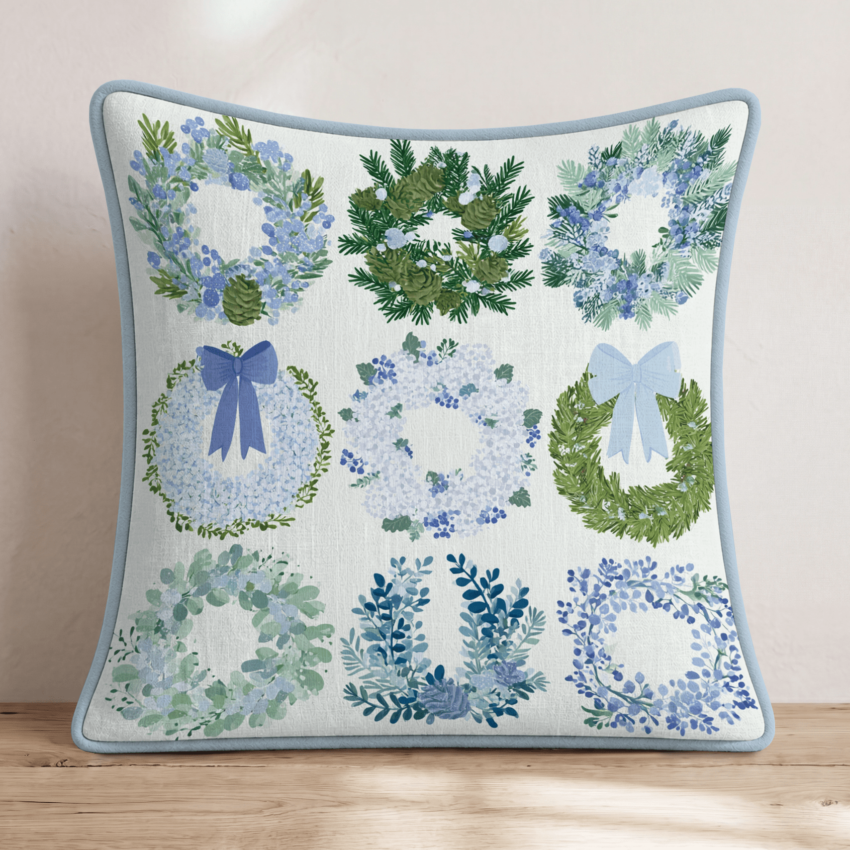 Winter Wreaths Throw Pillow - Hillcroft Home