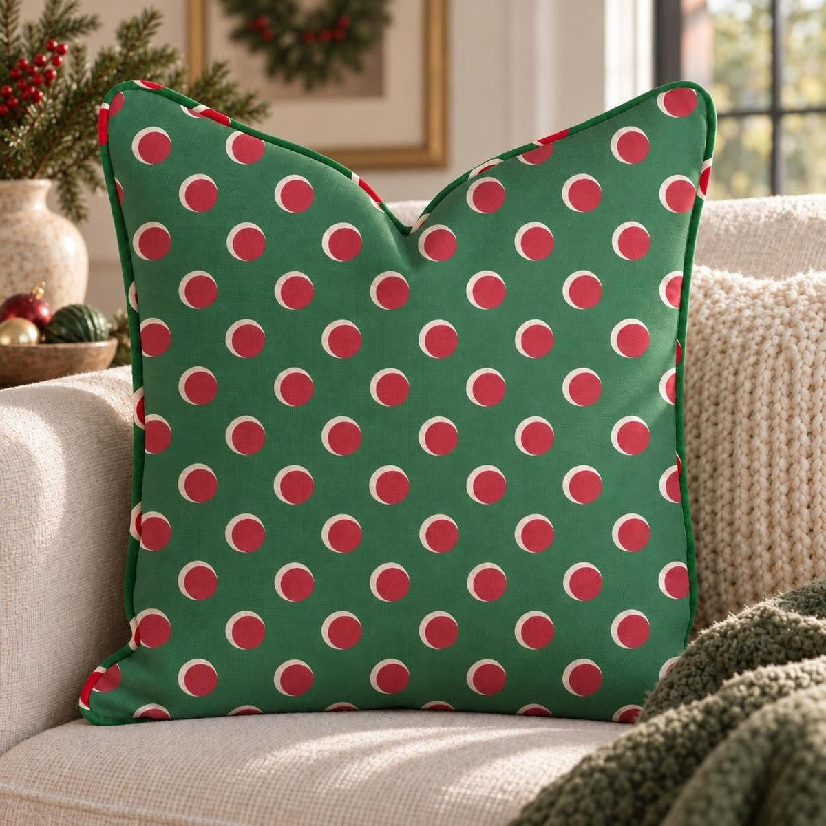 Winterberry Dots Throw Pillow throw pillow - Hillcroft Home