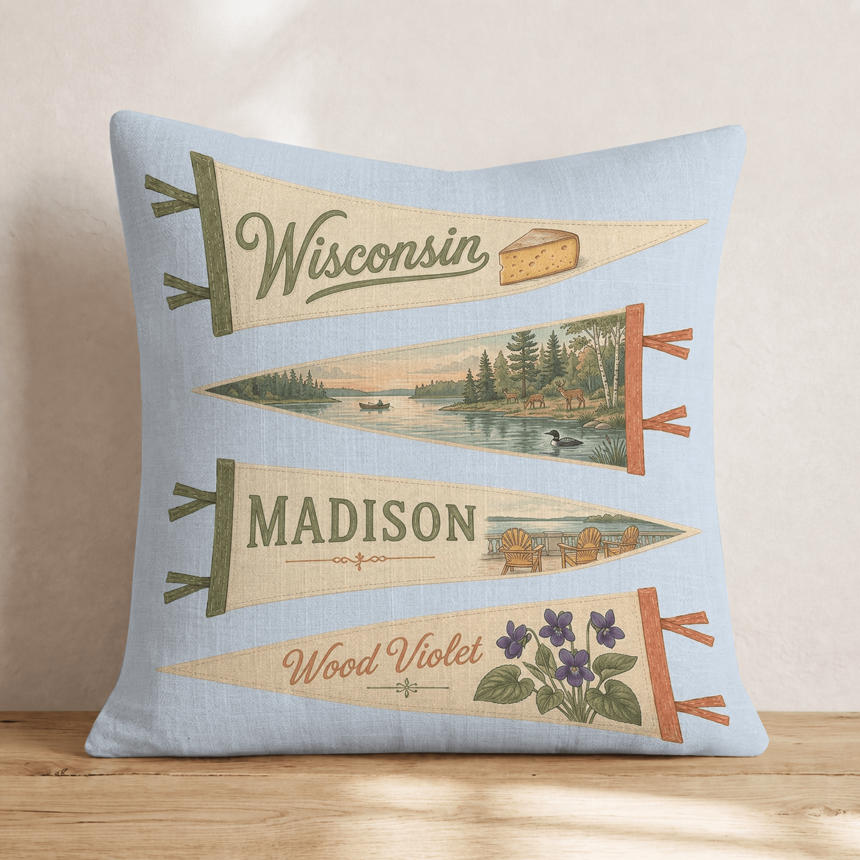 Wisconsin Pennant Throw Pillow - Hillcroft Home