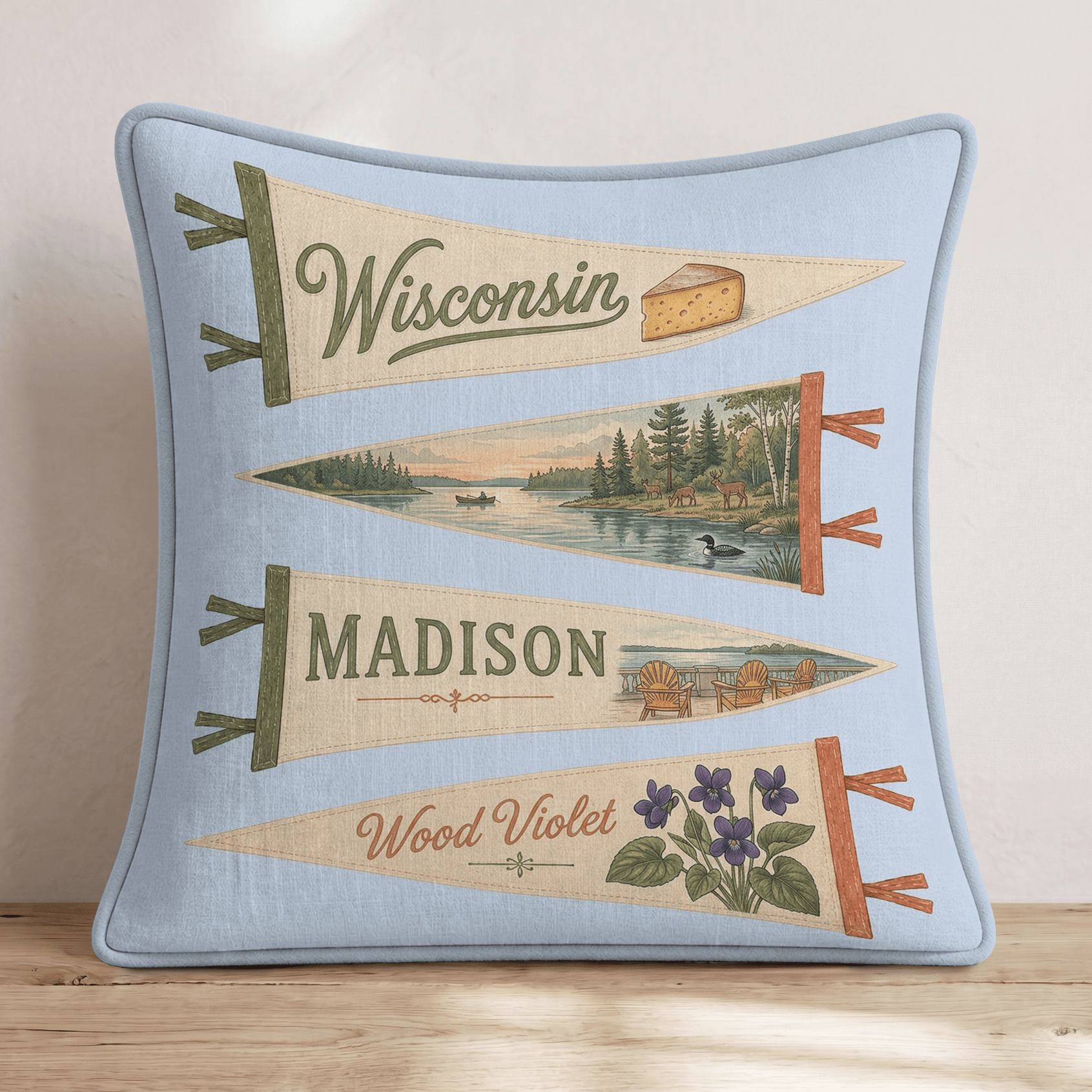 Wisconsin Pennant Throw Pillow - Hillcroft Home