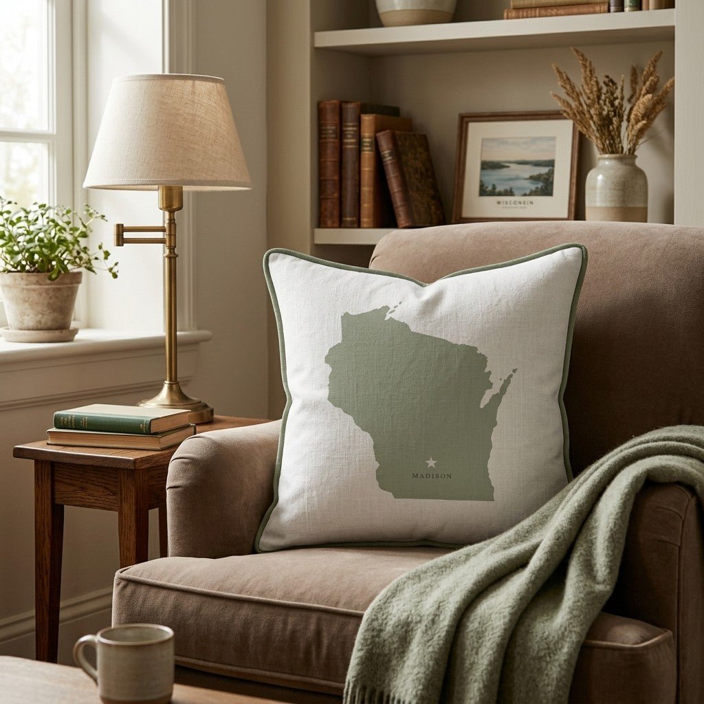 Wisconsin State Capital Throw Pillow - Hillcroft Home