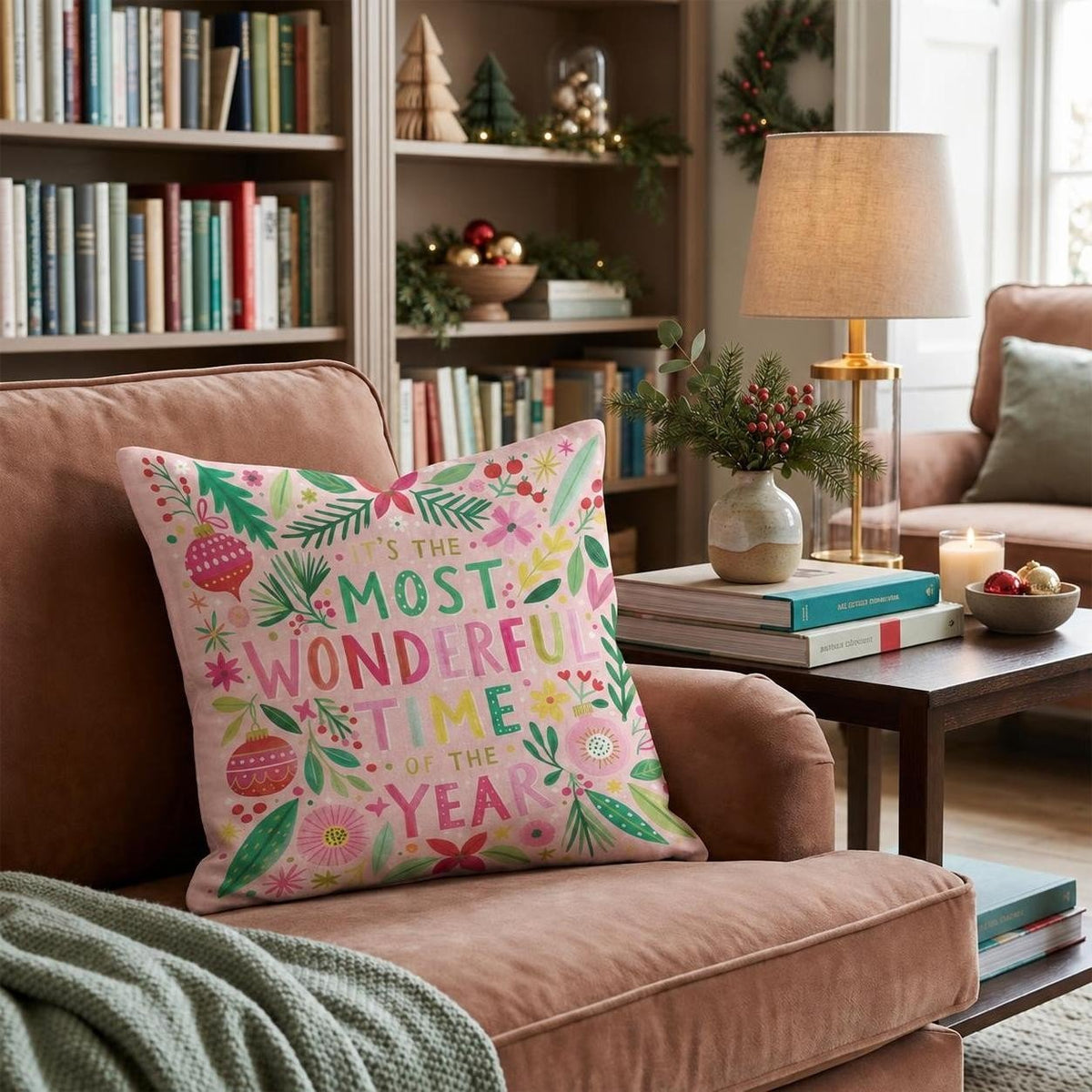 Wonderful Time Floral Type Throw Pillow throw pillow - Hillcroft Home