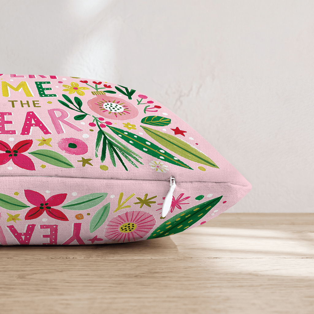 Wonderful Time Floral Type Throw Pillow - Hillcroft Home