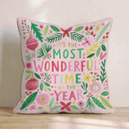 Wonderful Time Floral Type Throw Pillow - Hillcroft Home