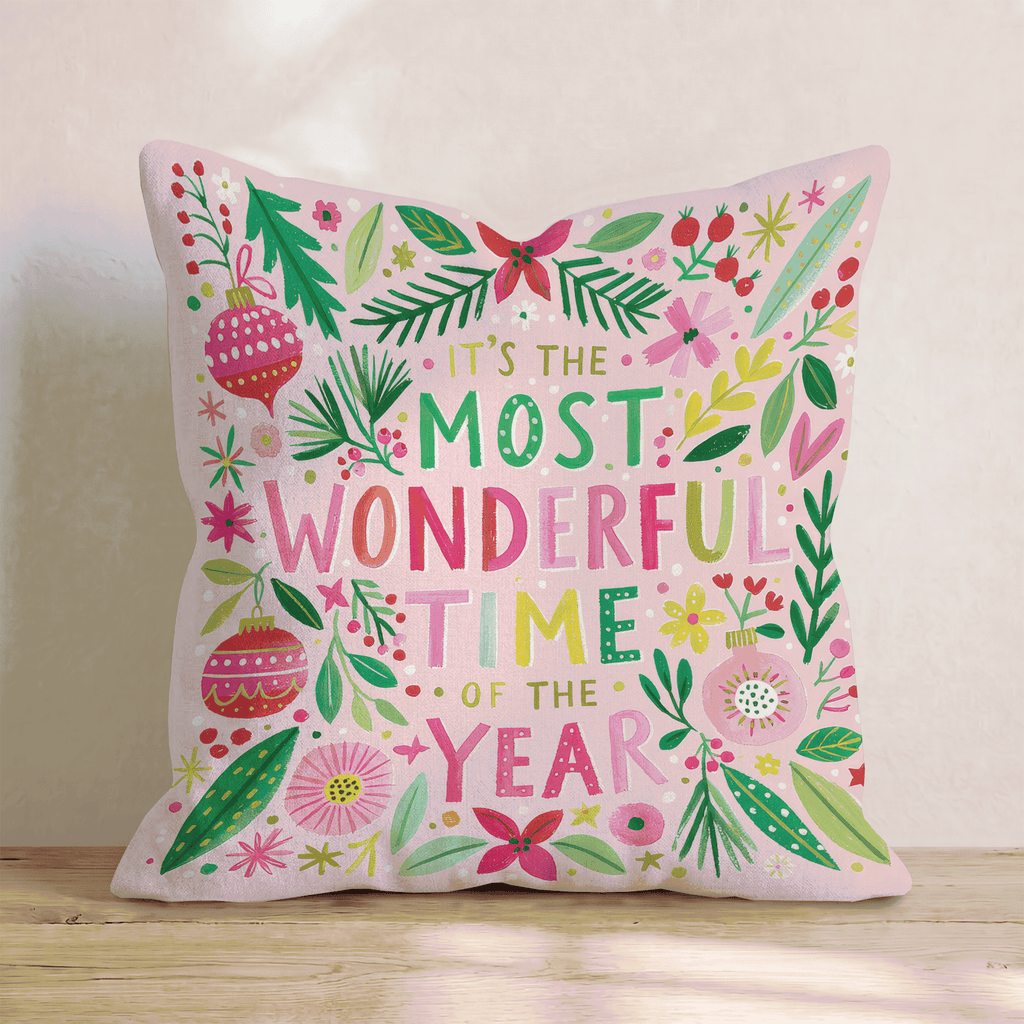 Wonderful Time Floral Type Throw Pillow - Hillcroft Home