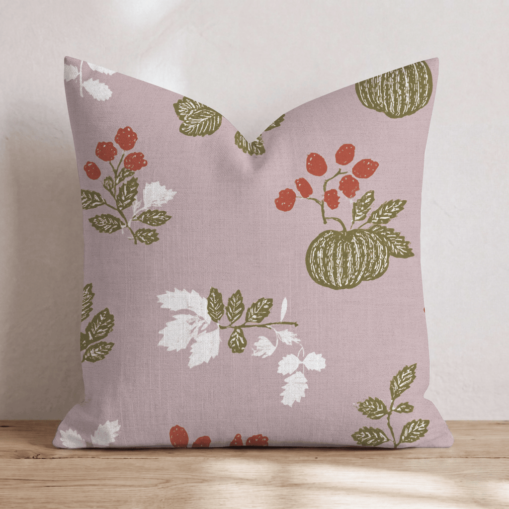 Woodblock Harvest Throw Pillow - Hillcroft Home