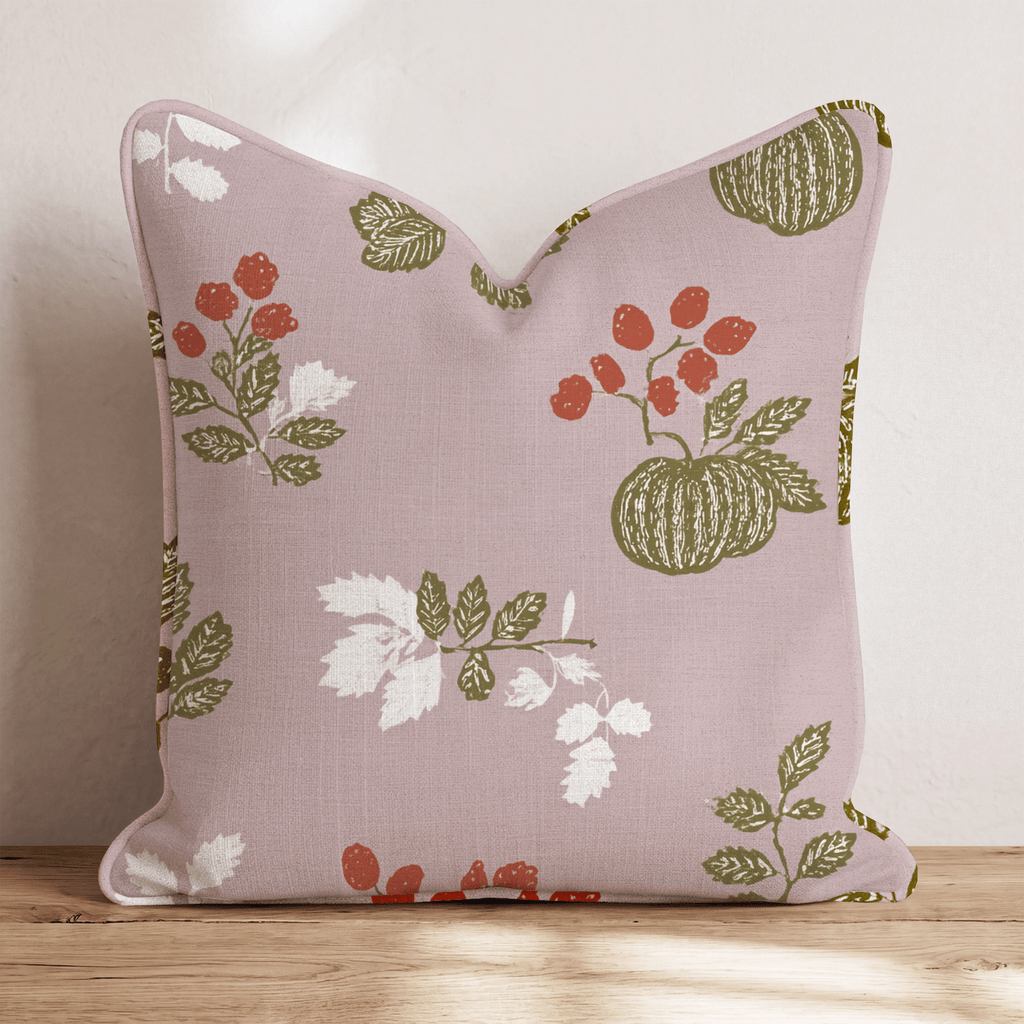 Woodblock Harvest Throw Pillow - Hillcroft Home