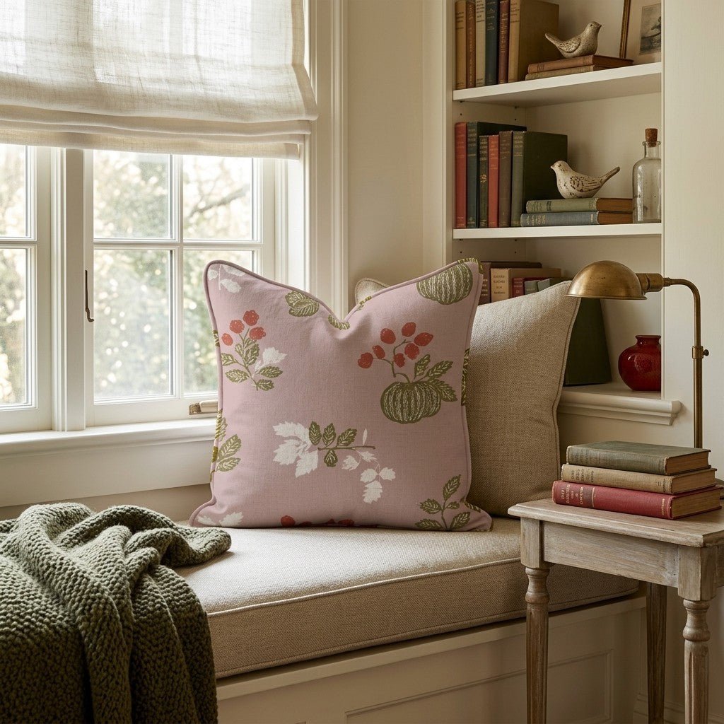 Woodblock Harvest Throw Pillow - Hillcroft Home