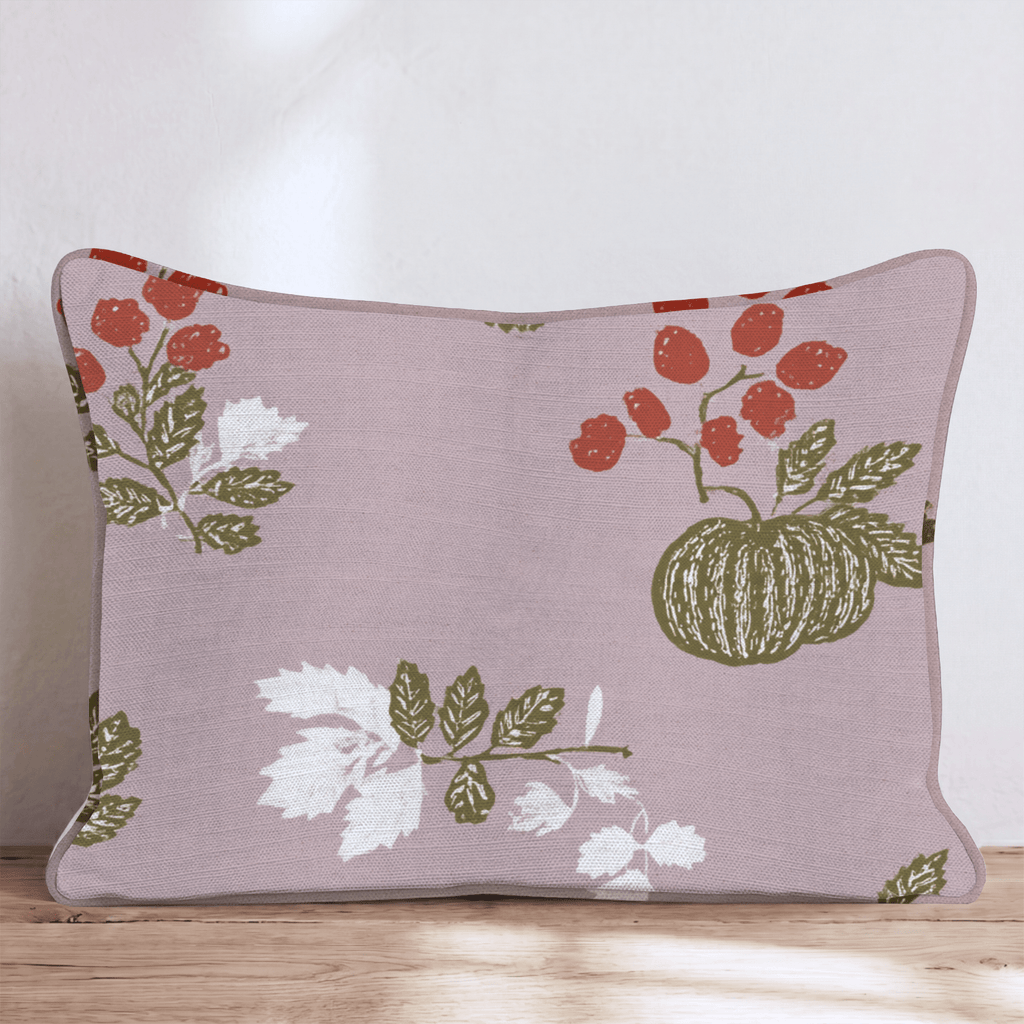 Woodblock Harvest Throw Pillow - Hillcroft Home