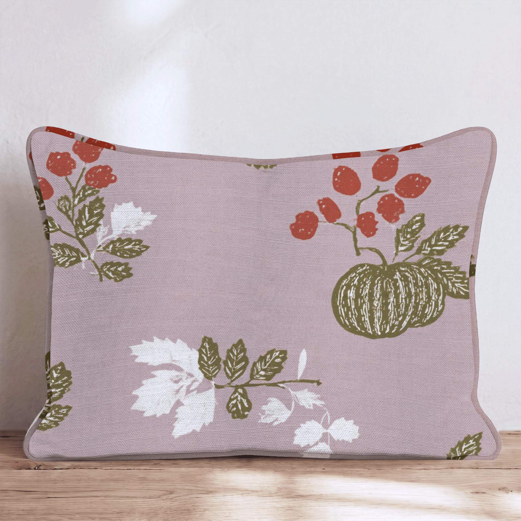 Woodblock Harvest Throw Pillow - Hillcroft Home