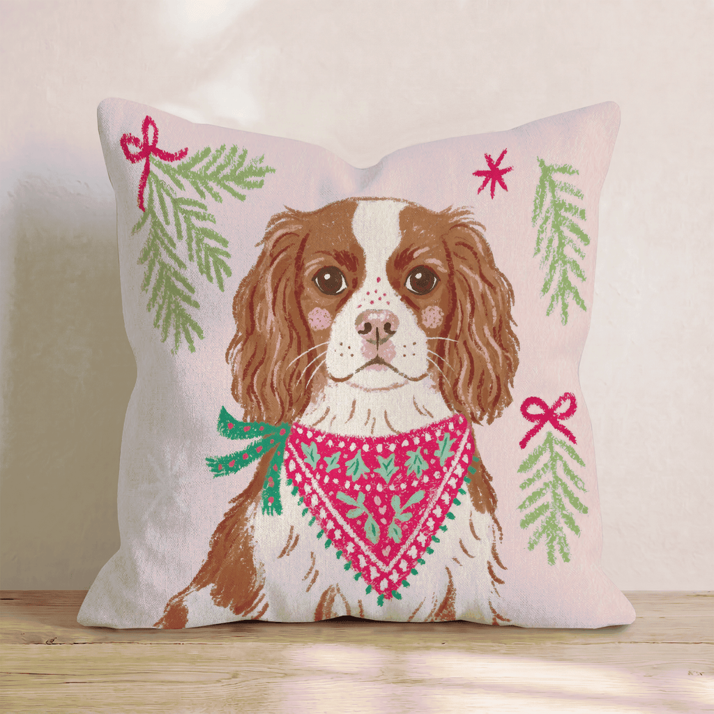Woodland Bandana Cavalier King Charles Spaniel Throw Pillow - Hillcroft Home