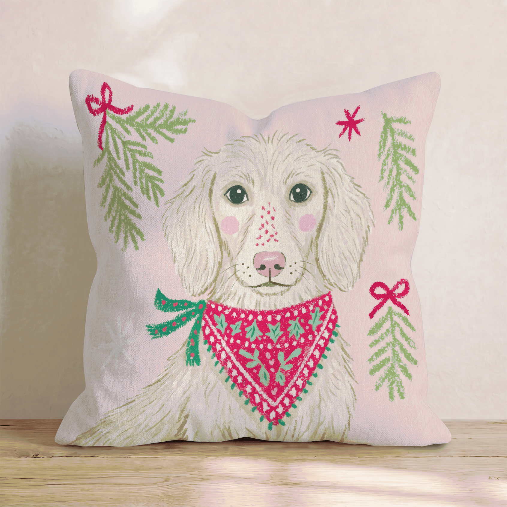 Woodland Bandana Dachshund Throw Pillow - Hillcroft Home