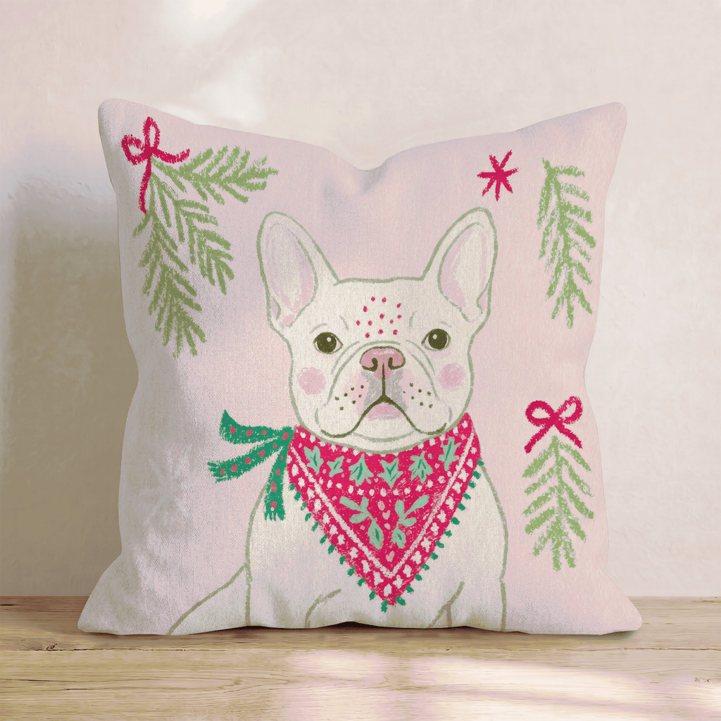 Woodland Bandana French Bulldog Throw Pillow - Hillcroft Home