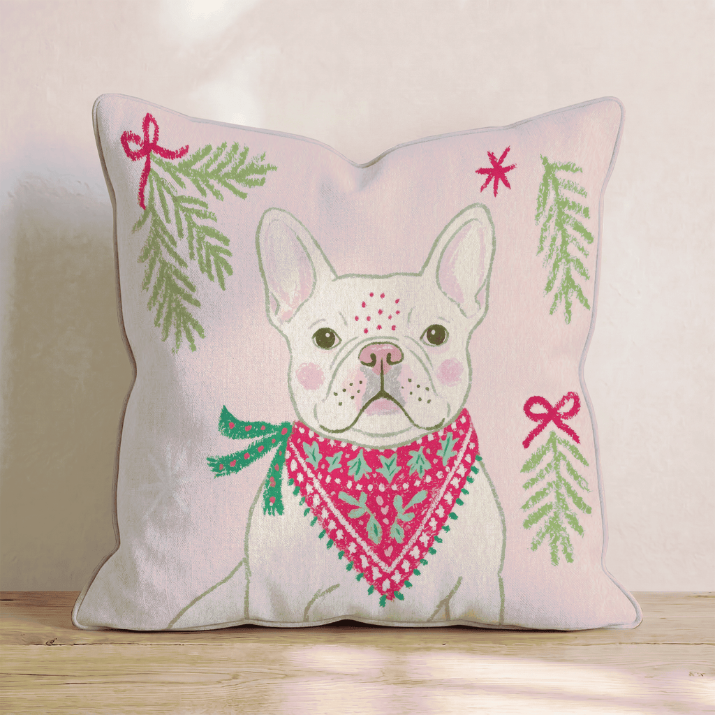 Woodland Bandana French Bulldog Throw Pillow - Hillcroft Home