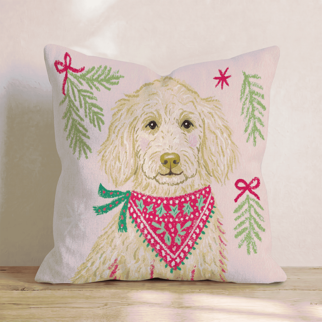 Woodland Bandana Goldendoodle Throw Pillow - Hillcroft Home