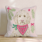 Woodland Bandana Labradoodle Throw Pillow - Hillcroft Home