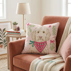 Woodland Bandana Labradoodle Throw Pillow - Hillcroft Home