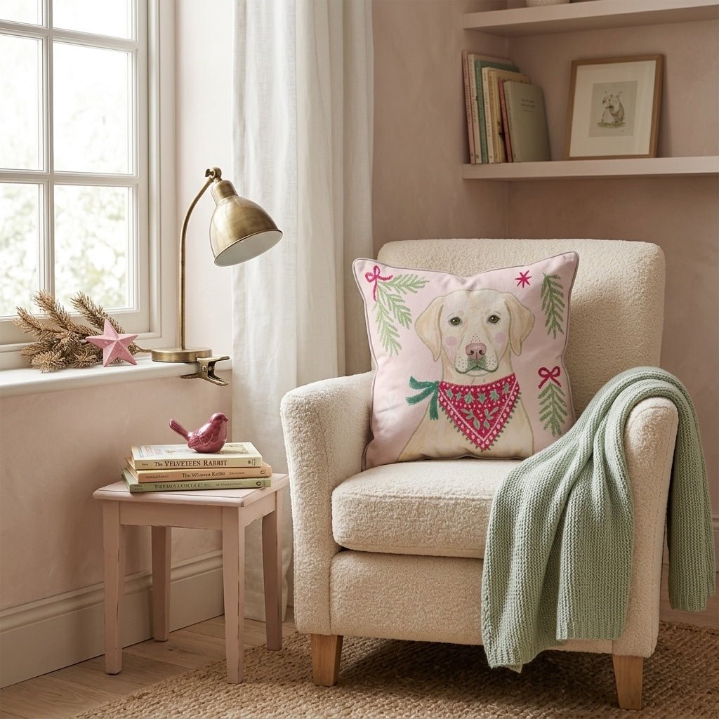 Woodland Bandana Labrador Retriever Throw Pillow - Hillcroft Home