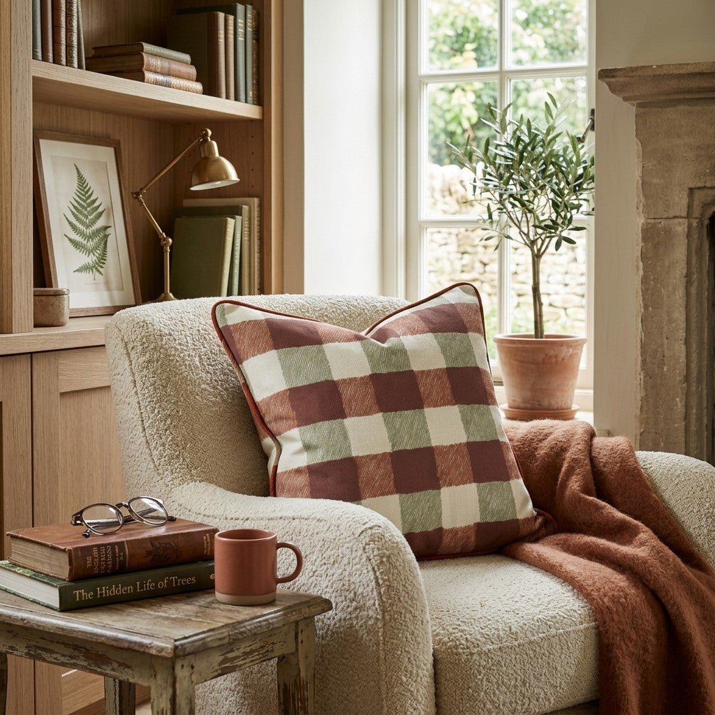 Woodland Checkered Throw Pillow - Hillcroft Home