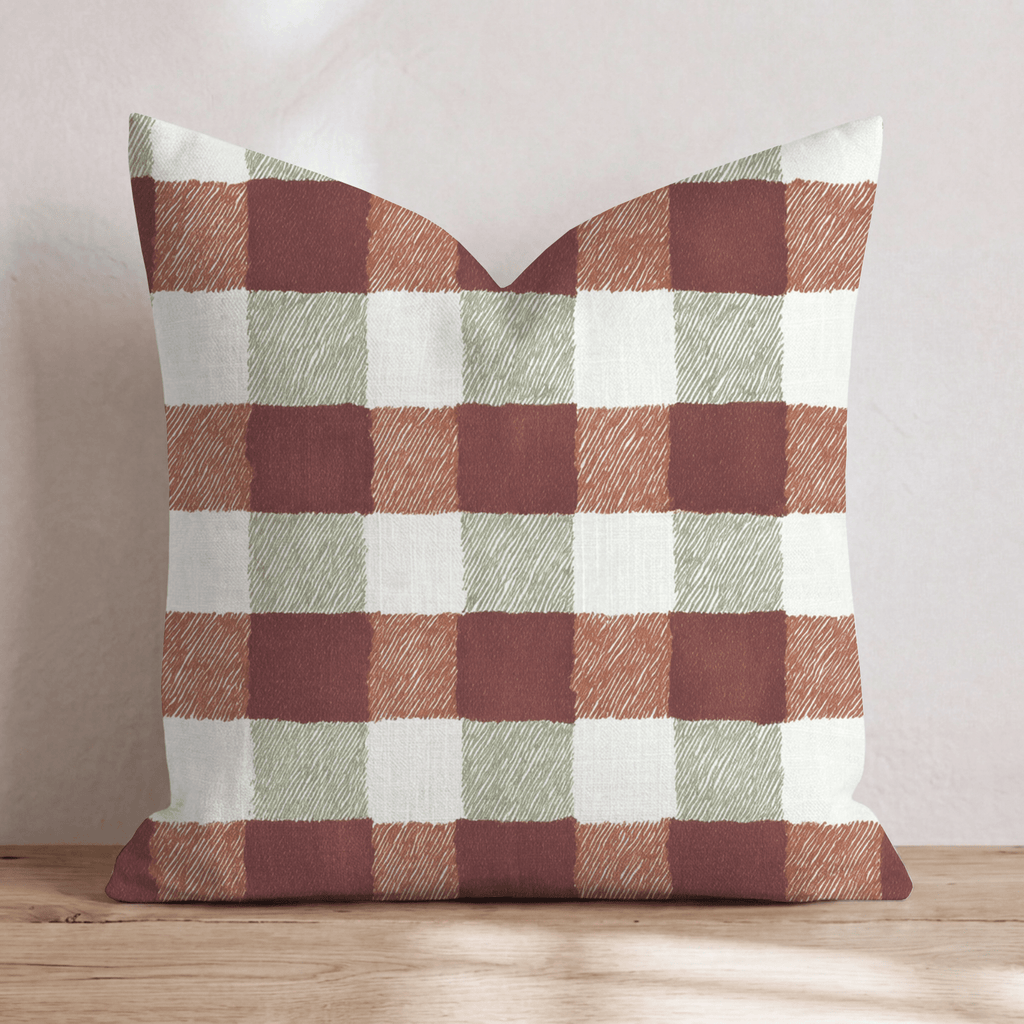 Woodland Checkered Throw Pillow - Hillcroft Home