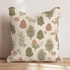 Woodland Pinecone Toile Throw Pillow - Hillcroft Home