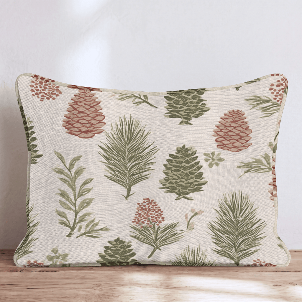 Woodland Pinecone Toile Throw Pillow - Hillcroft Home