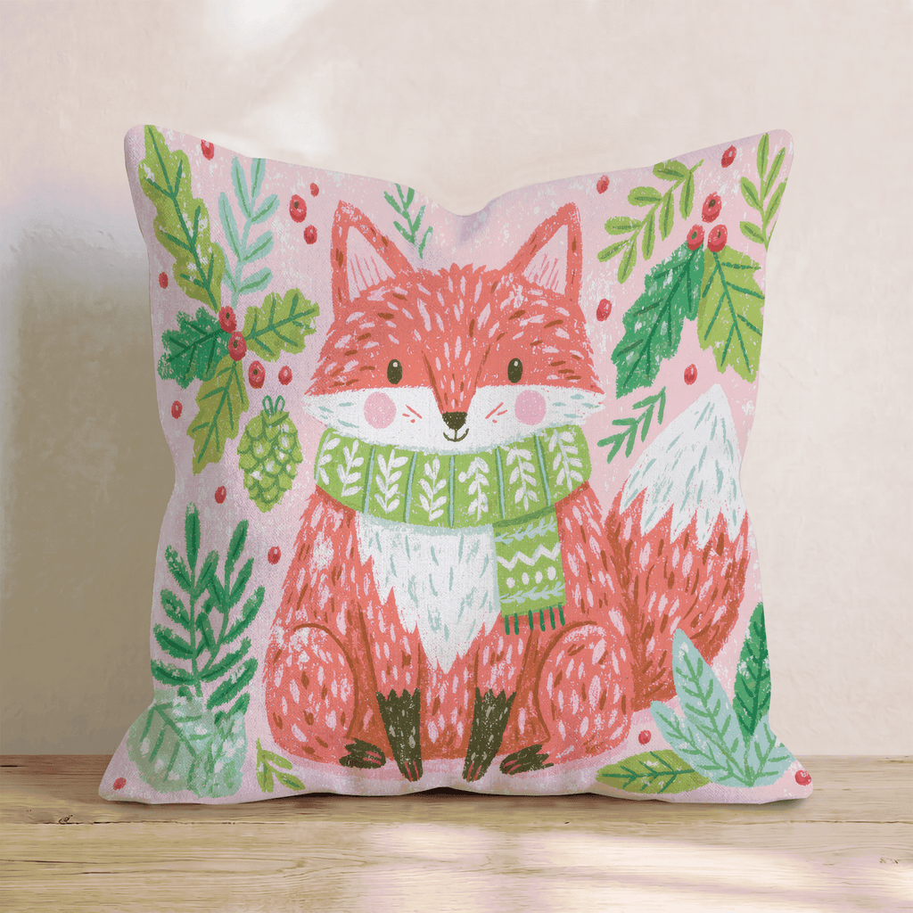 Woodland Scarf Fox Throw Pillow - Hillcroft Home