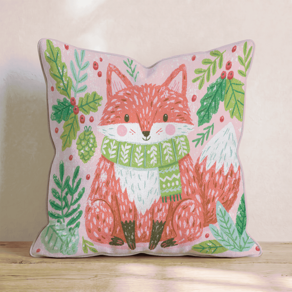Woodland Scarf Fox Throw Pillow - Hillcroft Home