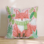 Woodland Scarf Fox Throw Pillow - Hillcroft Home