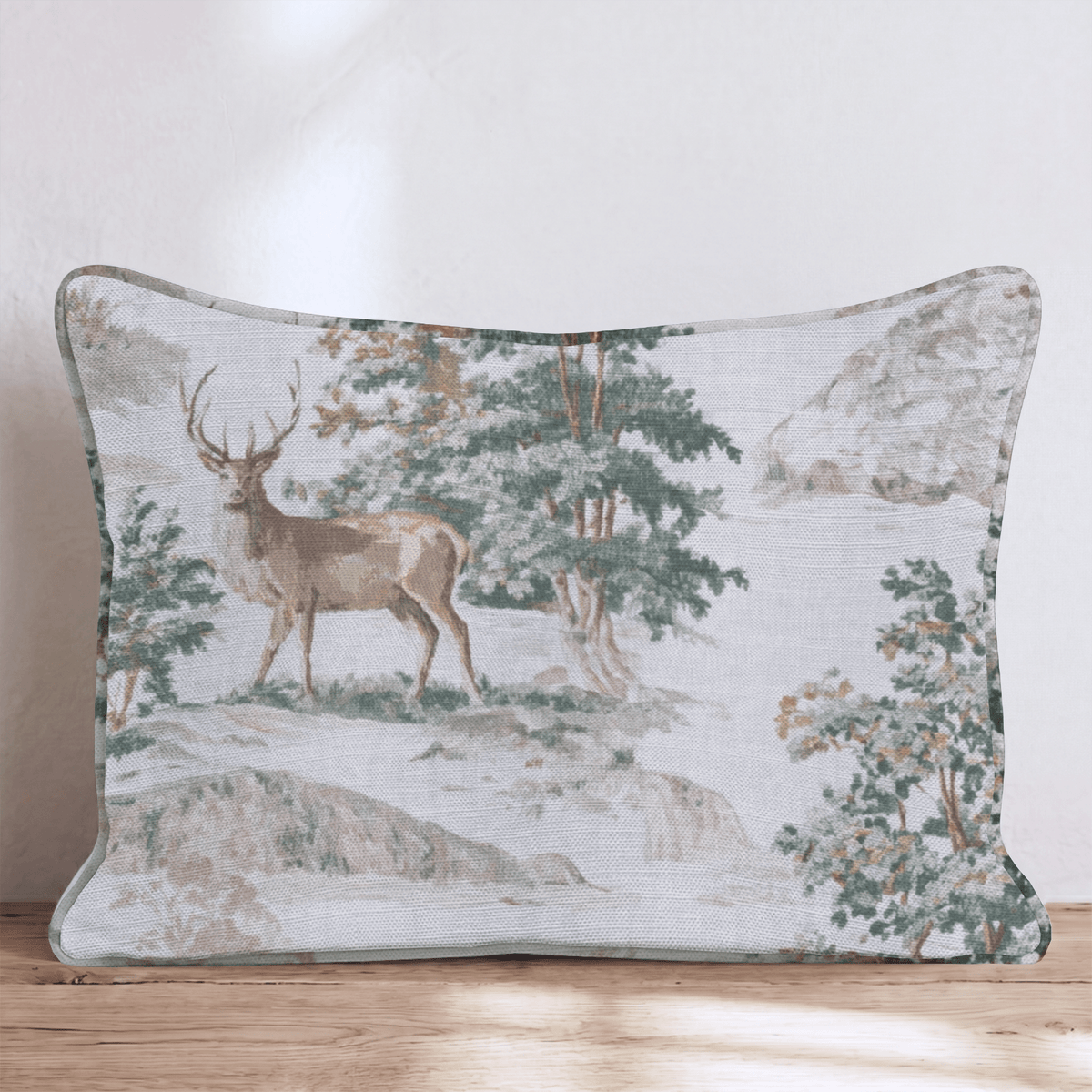Woodland Stag Toile Throw Pillow throw pillow - Hillcroft Home