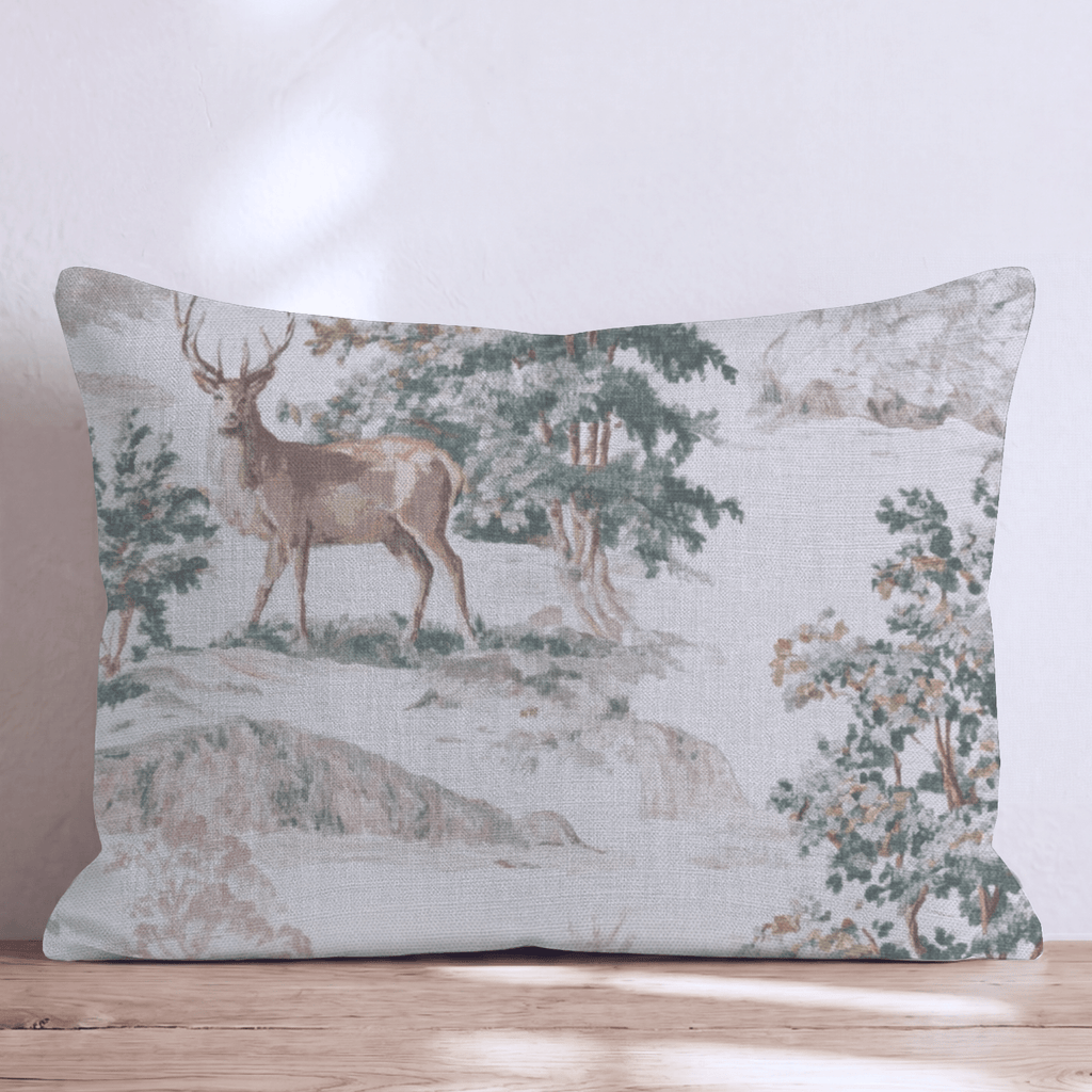 Woodland Stag Toile Throw Pillow throw pillow - Hillcroft Home