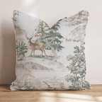 Woodland Stag Toile Throw Pillow throw pillow - Hillcroft Home