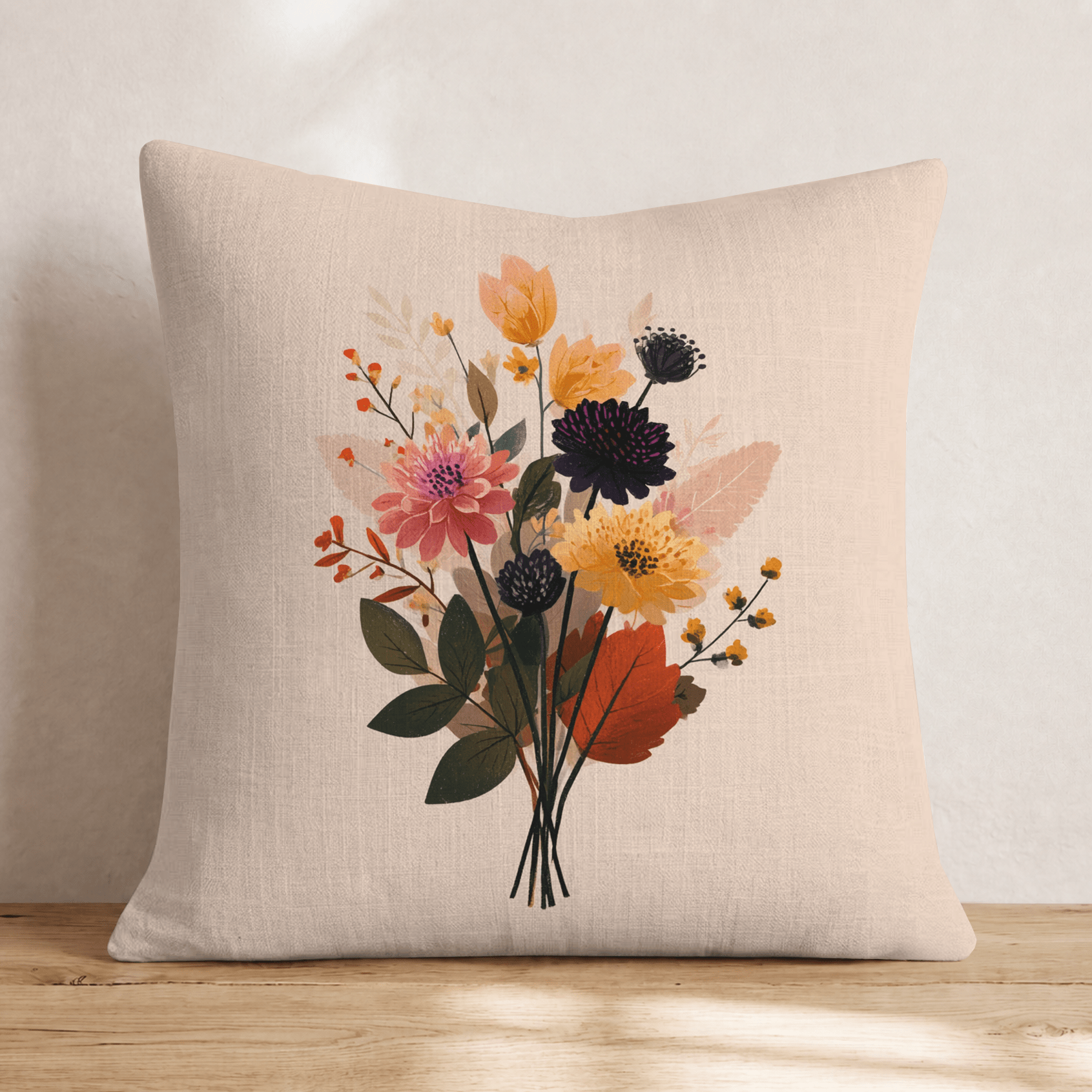 Woodland Wildflower Bouquet Throw Pillow - Hillcroft Home