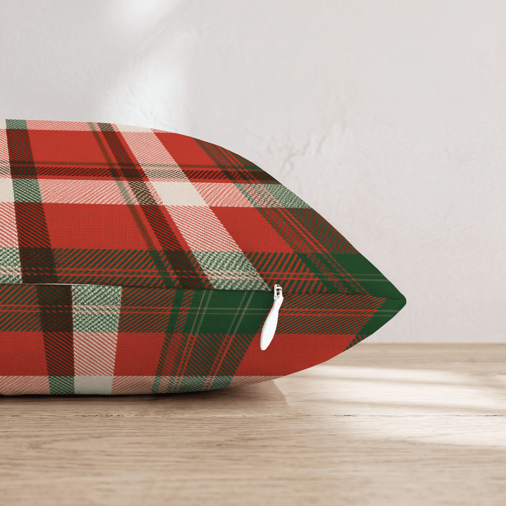 Woven Crimson Tartan Throw Pillow - Hillcroft Home