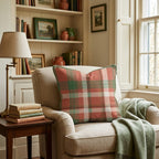 Woven Crimson Tartan Throw Pillow - Hillcroft Home