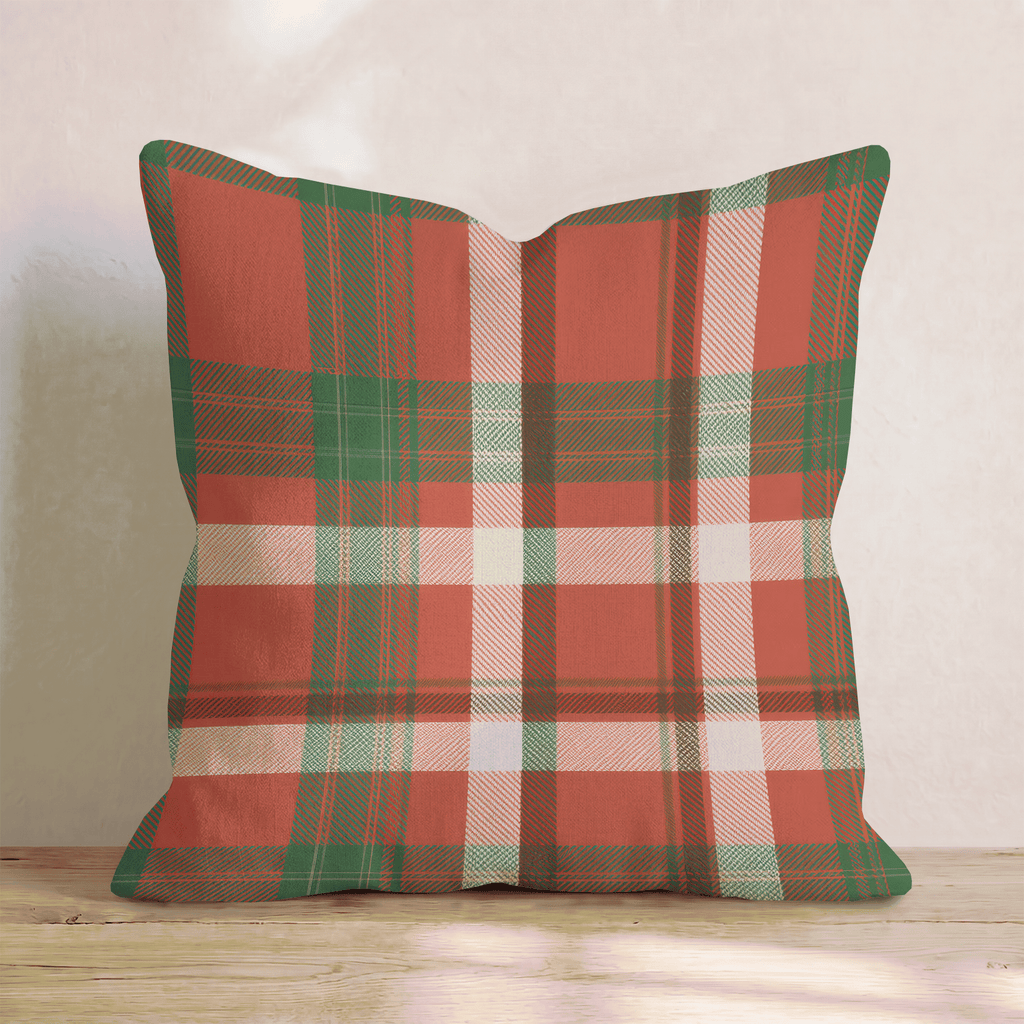 Woven Crimson Tartan Throw Pillow - Hillcroft Home