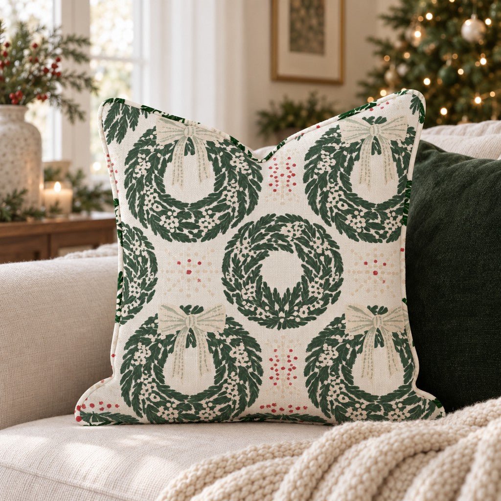 Wreath Manor Throw Pillow throw pillow - Hillcroft Home